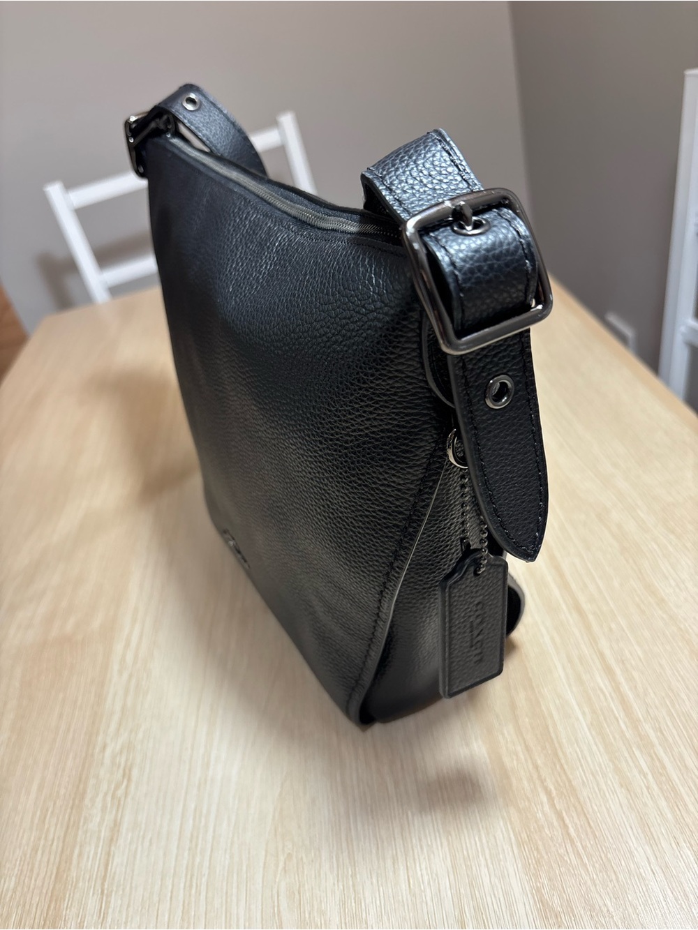 Coach Black Pebbled Leather Crossbody Bag with Silver Logo - Picture 3 of 15